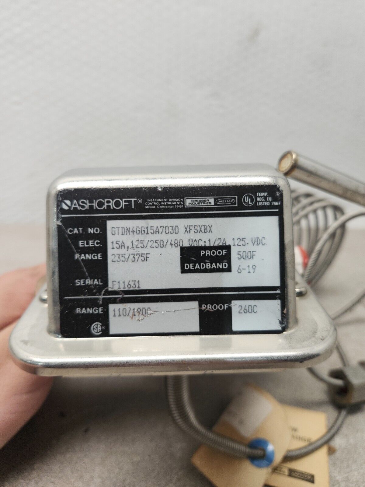 NEW NO BOX ASCHCROFT THERMOSTAT CONTROL GTDNGG15A7030 XFSXBX