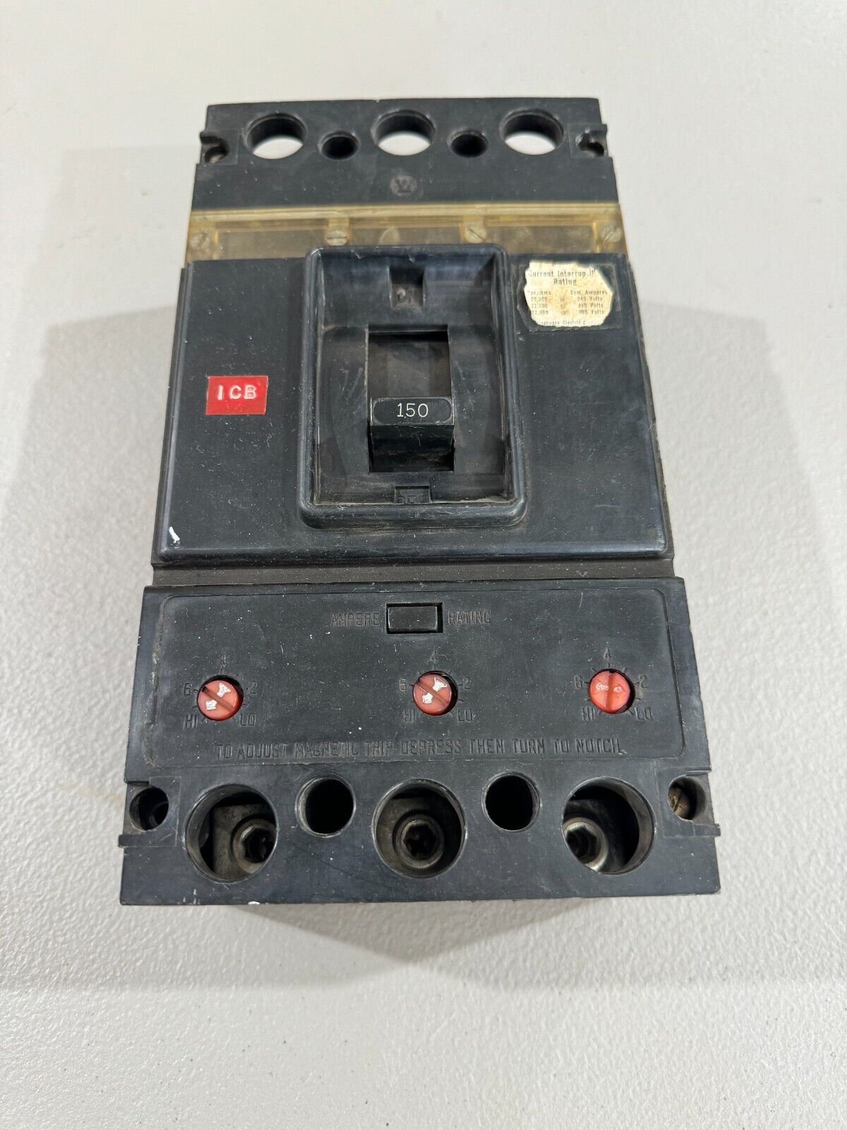 USED WESTINGHOUSE DE-ION CIRCUIT BREAKER 3 POLE 150AMP JA3150SW