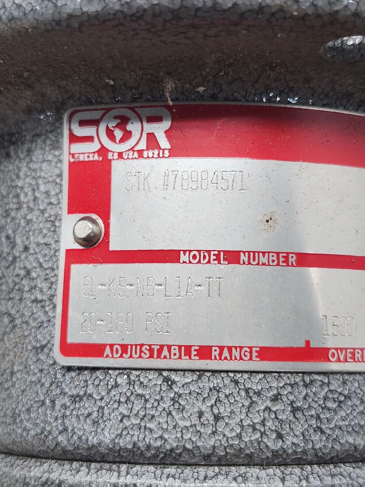 USED SOR PRESSURE SWITCH TYPE S 6L-K5-N6-L1A-TT