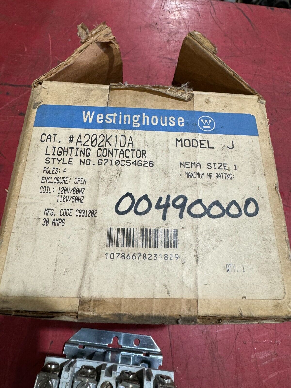 NEW WESTINGHOUSE SIZE 1 LIGHTING CONTACTOR 110/120V. COIL A202K1DA MODEL J