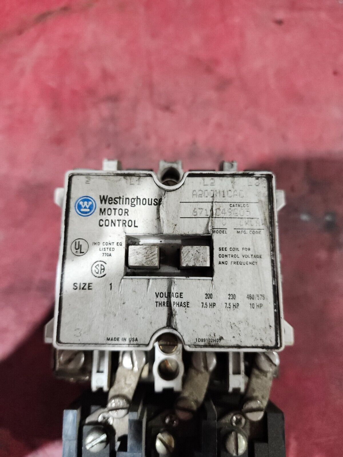 USED WESTINGHOUSE Motor Contactor A200M1CAC W/ E-T-N THERMAL RELAY BA23A
