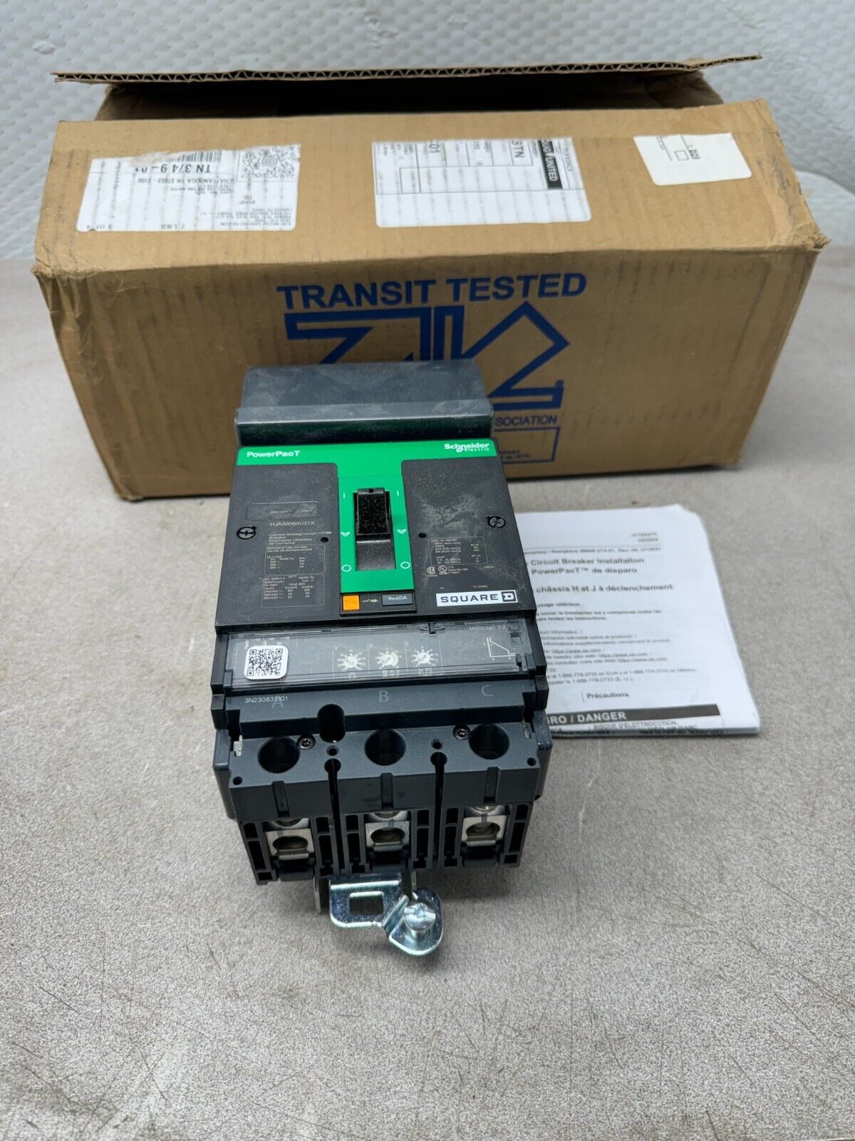 NEW IN BOX SQUARE D POWERPACT 3 POLE 60AMP CIRCUIT BREAKER HJA36060U31X