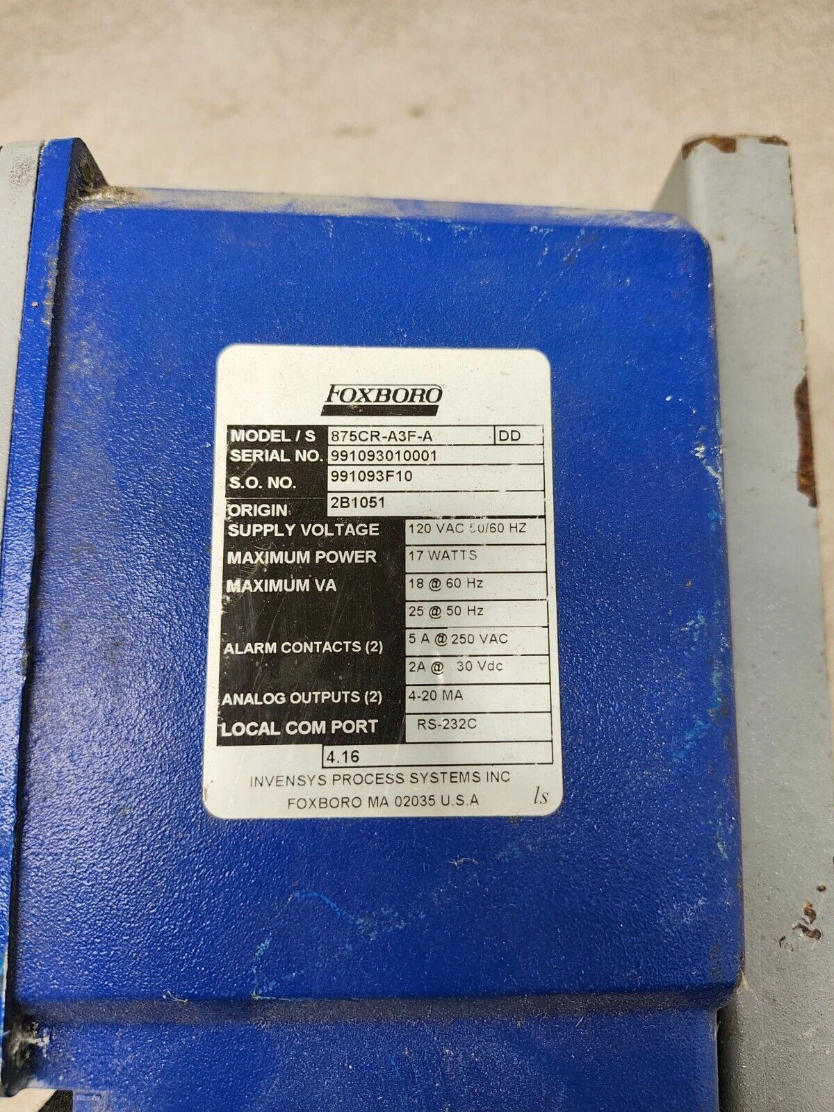 USED Foxboro Electrochemical Intelligent Analyzer Transmitter 875CR-A3F-A