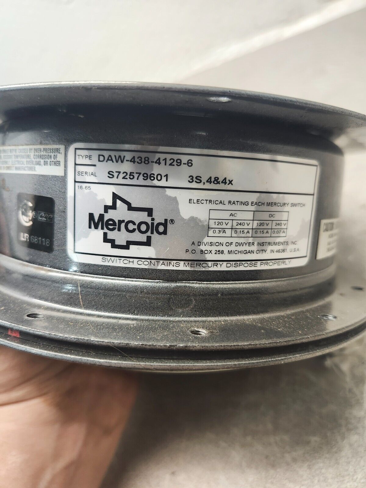 NEW IN BOX MERCOID TEMPERATURE CONTROL SWITCH DAW-438-4129-6