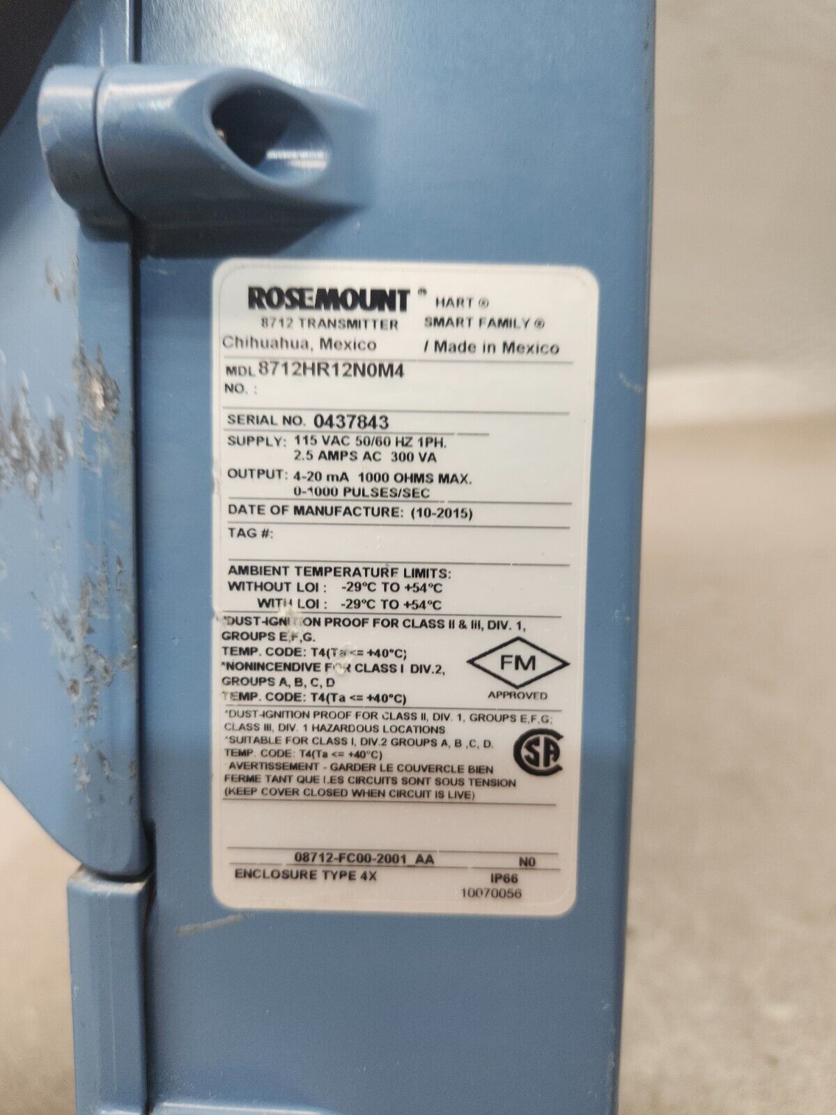 USED ROUSEMOUNT MAGNETIC FLOW TRANSMITTER 8712HR12N0M4