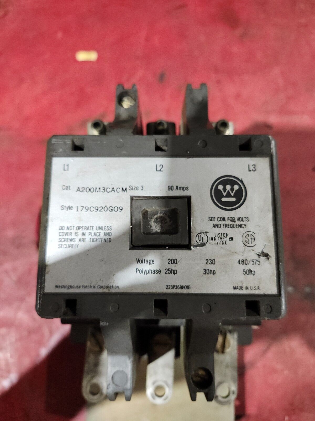 USED WESTINGHOUSE Contactor SIZE 3 90AMPS 200V A200M3CACM