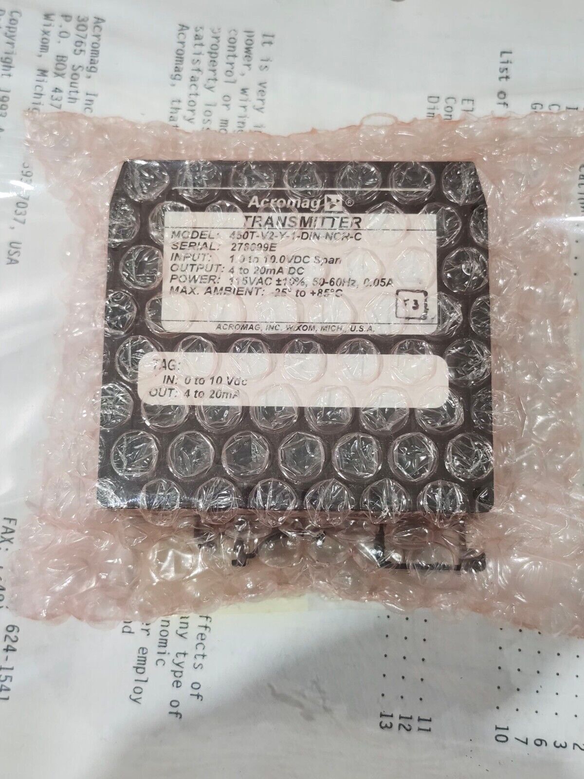 NEW IN BOX ACROMAG TRANSMITTER 450T-V2-Y-1-DIN-NCR-C