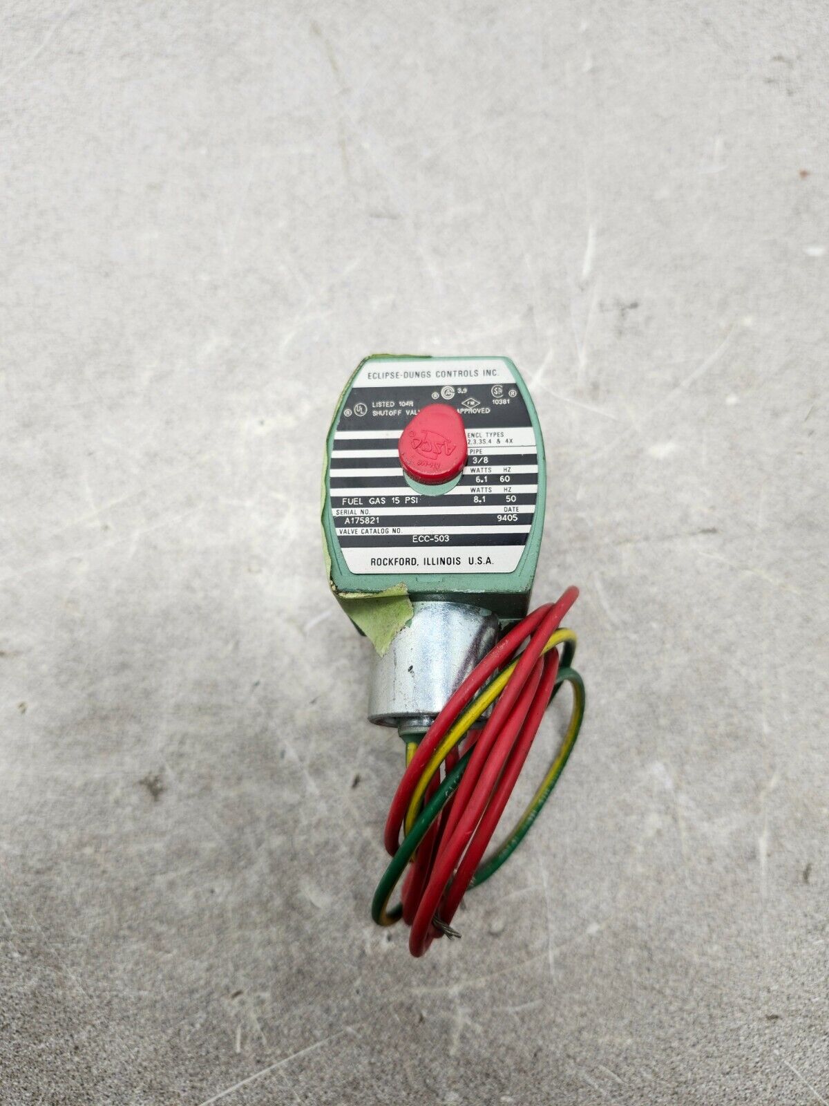 NEW NO BOX ASCO SOLENOID VALVE 60HZ 3/8'' 15PSI ECC-503