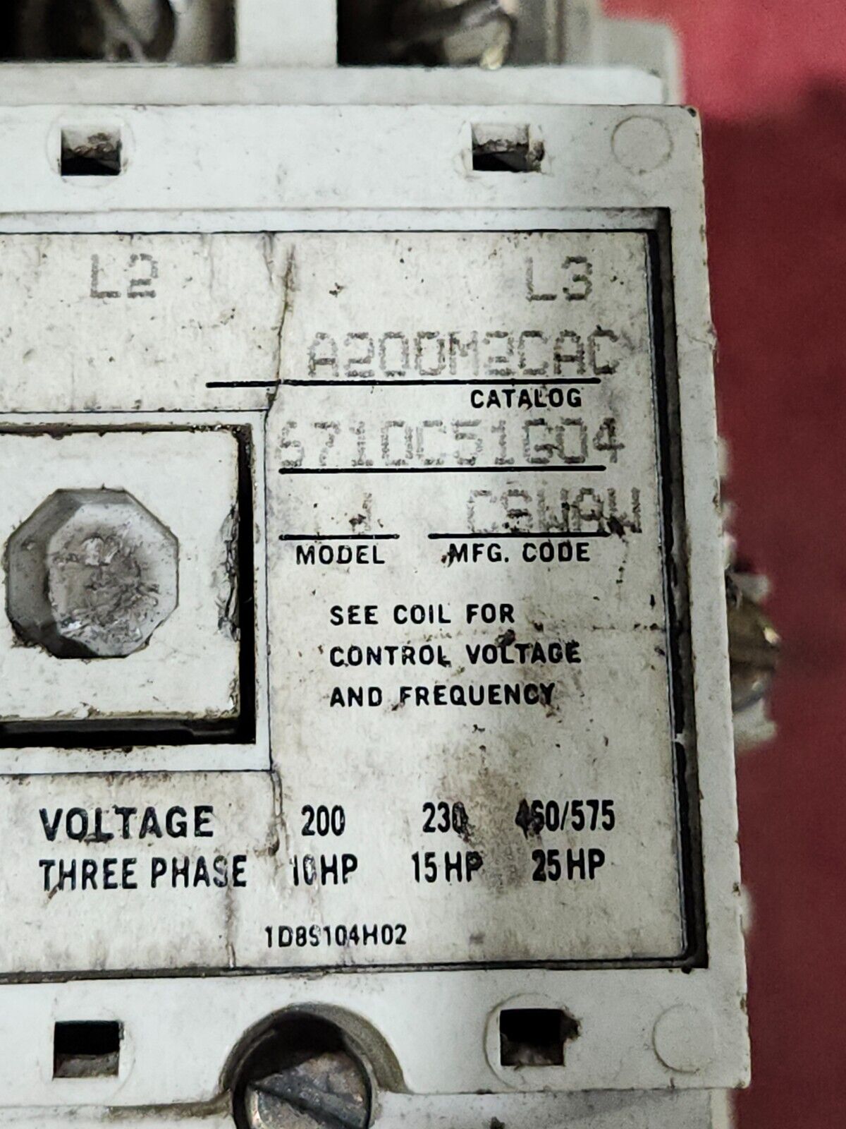 USED WESTINGHOUSE MOTOR CONTROL SIZE 2, 3-POLES A200M2CAC W/ THERMAL RELAY BA23