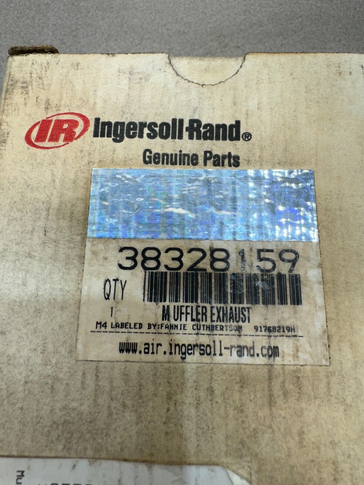 NEW IN BOX INGERSOLL RAND EXHAUST MUFFLER 38328159 MODEL 10