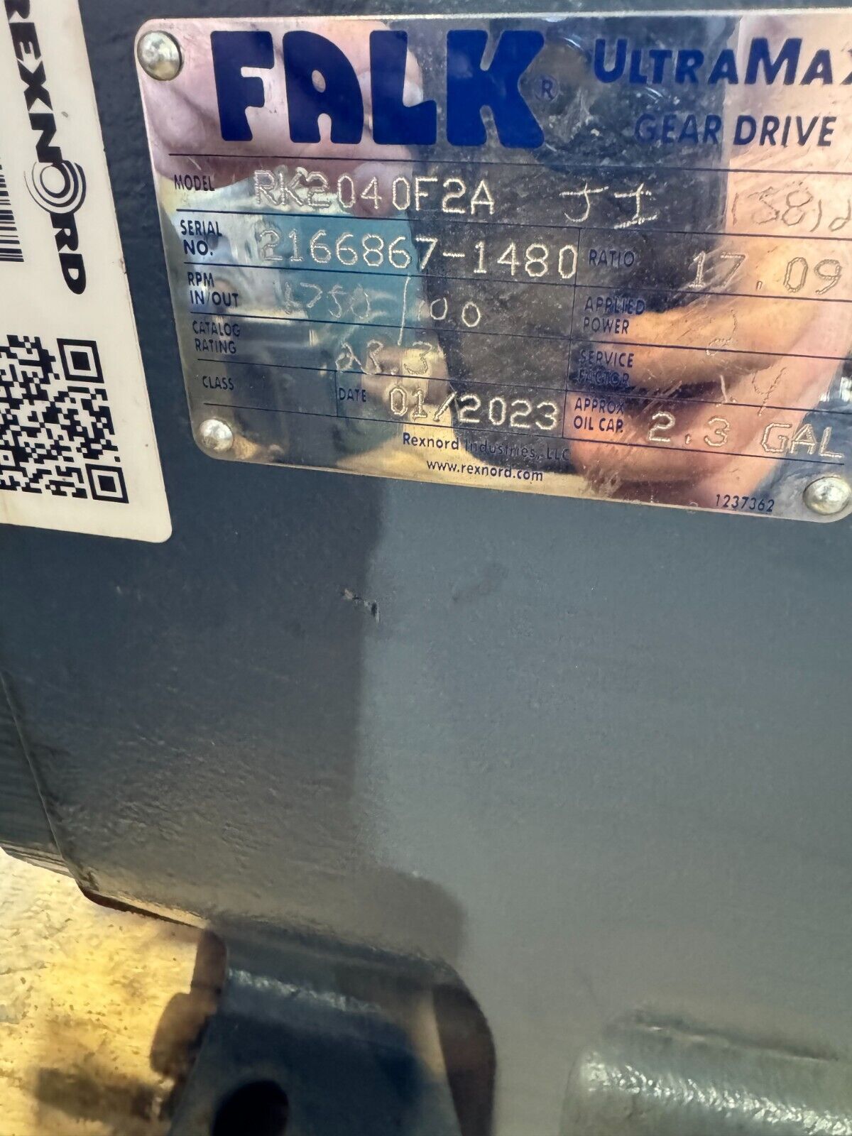 NEW FALK ULTRAMAX GEAR DRIVE 17.09 RATIO REDUCER RK2040F2A