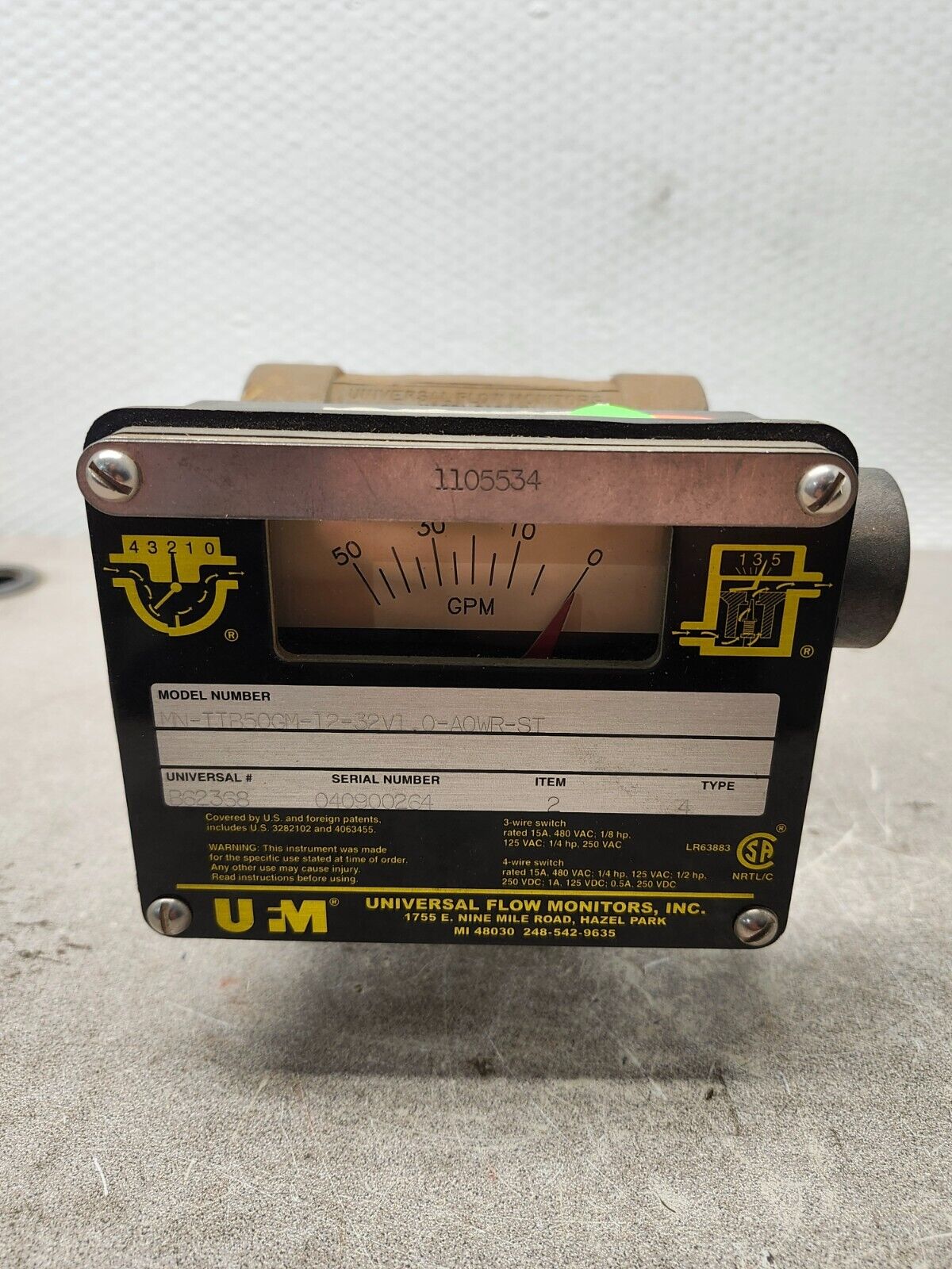 NEW NO BOX UFM UNIVERSAL FLOW MONITOR MN-TTB50GM-12-32V1.0-A0WR-ST