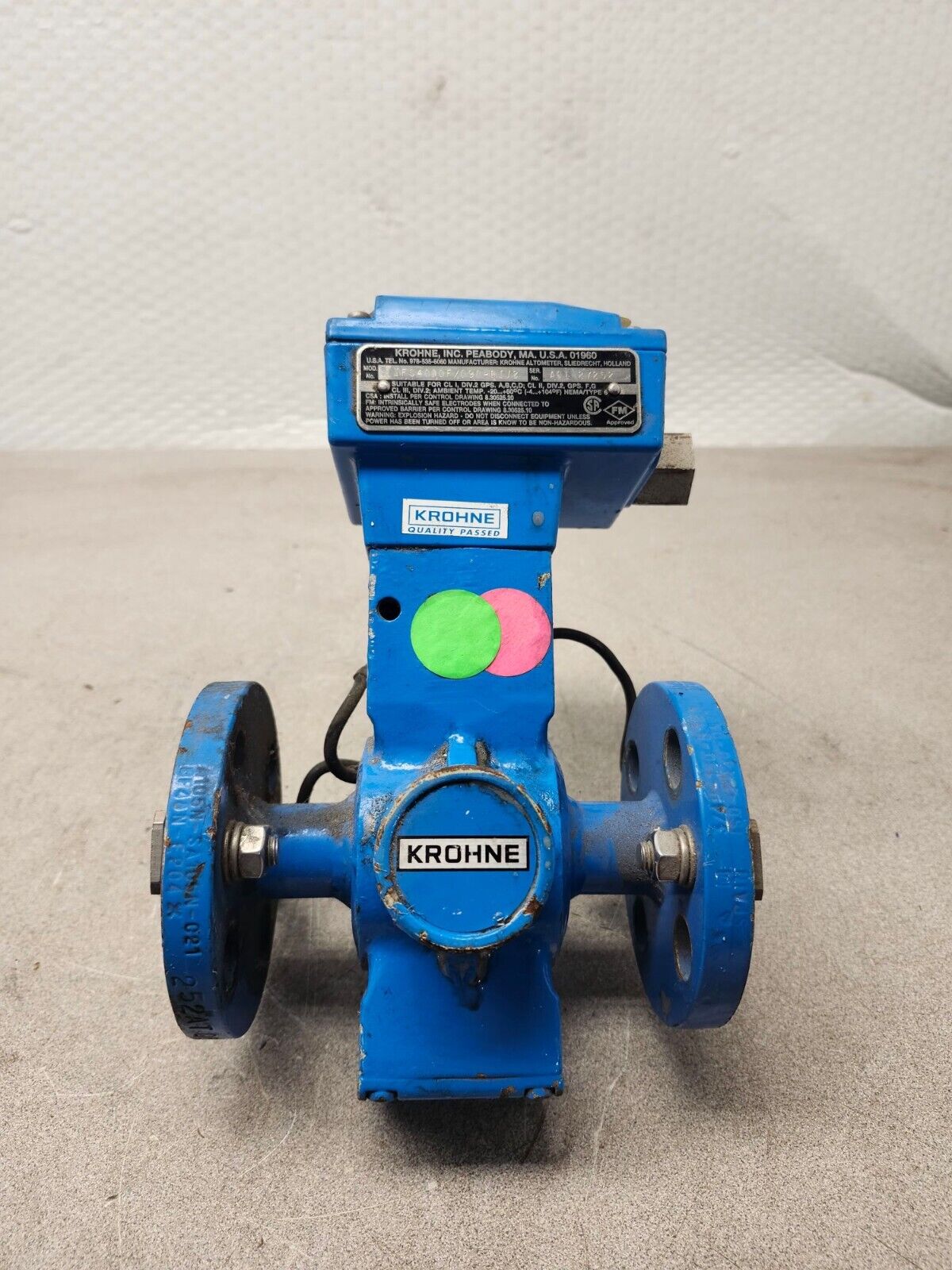 USED KROHNE MAGNETIC FLOWMETER 2" ALTOMETER IFS4000 150 PSI 4000 F/6