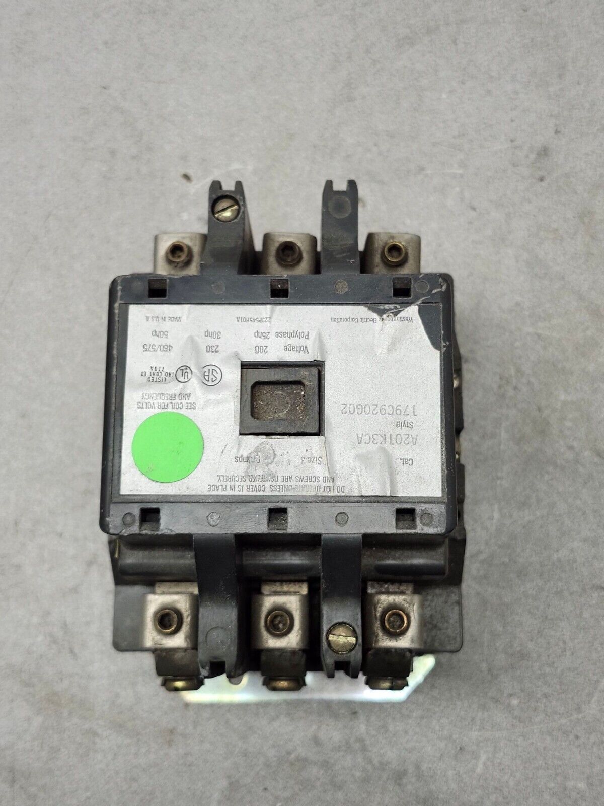 USED WESTINGHOUSE IXE 3 90A CONTACTOR 179C920G02 COIL 505C633G01 A201K3CA