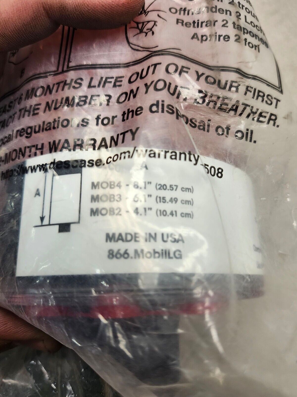 NEW IN PACKAGE DESICCANT BREATHER MODEL MOB4