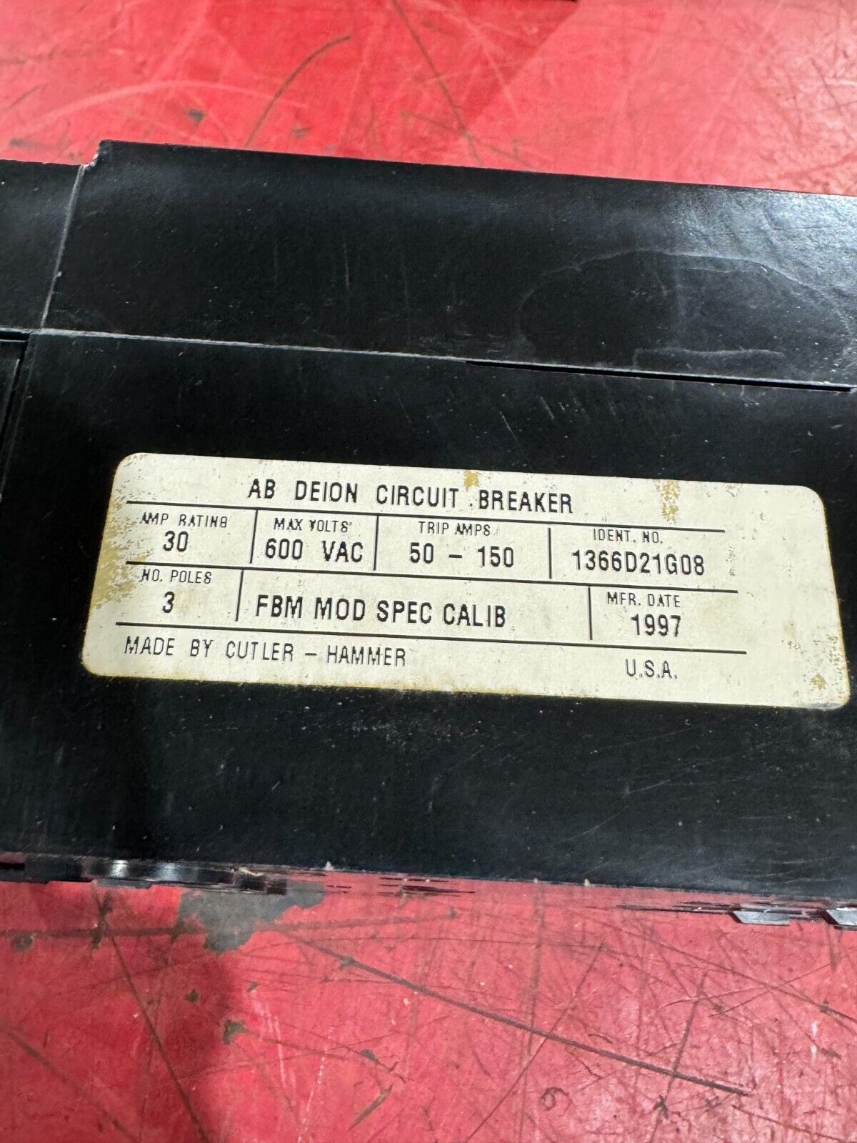 NEW SURPLUS WESTINGHOUSE 3 POLE 30AMP MINING CIRCUIT BREAKER 1366D21G08