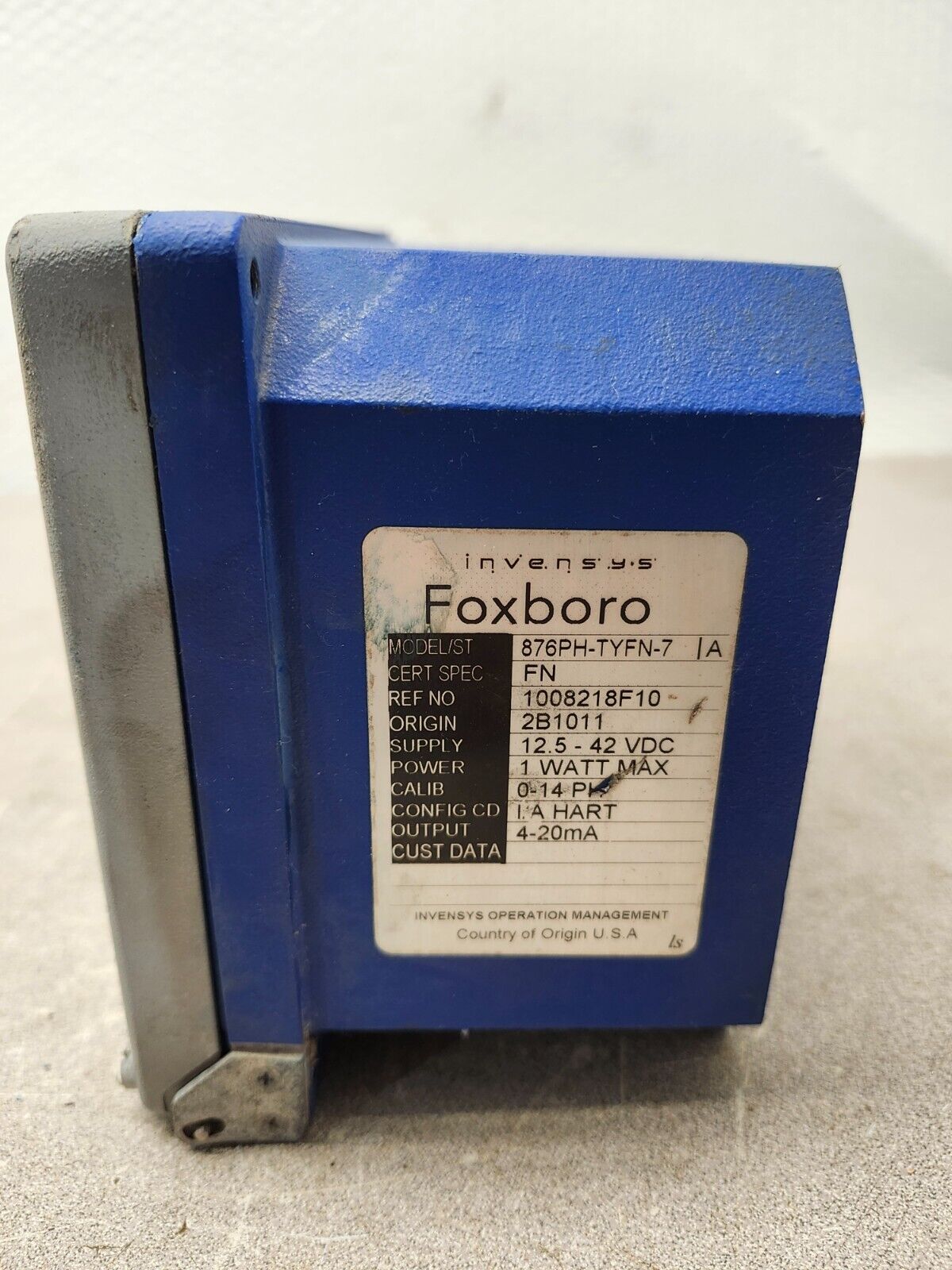 USED Foxboro Transmitter 12.8-42v-dc 0 - 14 PH 876PH-TYFN-7A