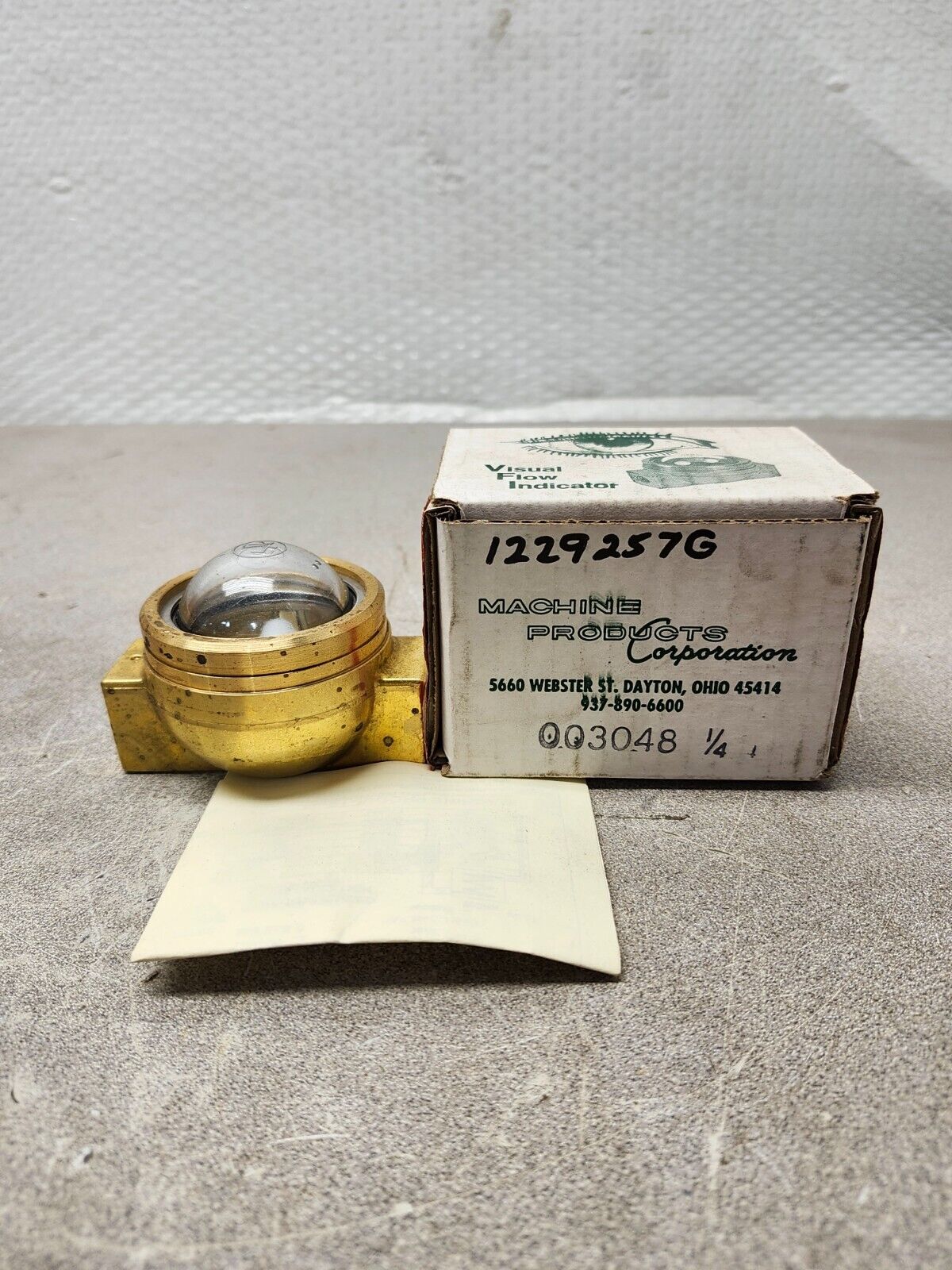 NEW IN BOX Machine Products visual flow indicator 1/4'' 003058
