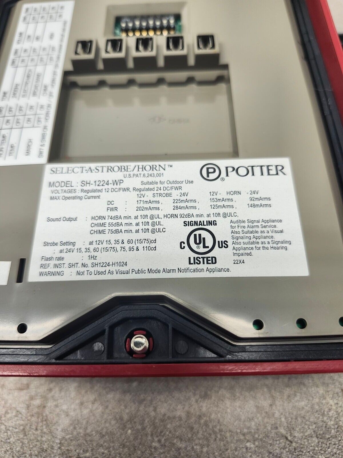 NEW NO BOX Potter Amseco Weatherproof Horn Strobe SH-1224WP