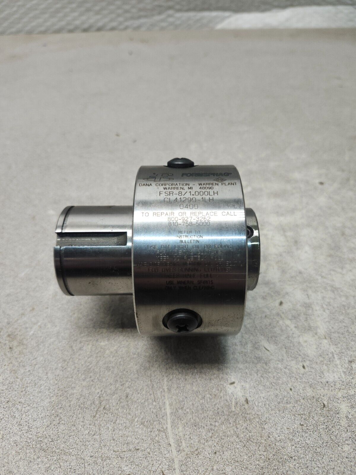 NEW IN BOX Warner Electric Formsprag Clutch FSR-8/1.000LH, CL41290-1LH0400