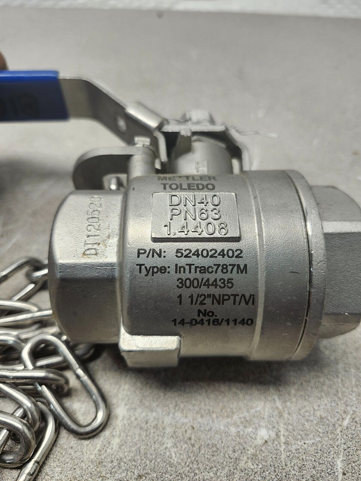 NEW NO BOX Metler Toledo InTrac BALL VALVE 1-1/2'' 787M/300/4435