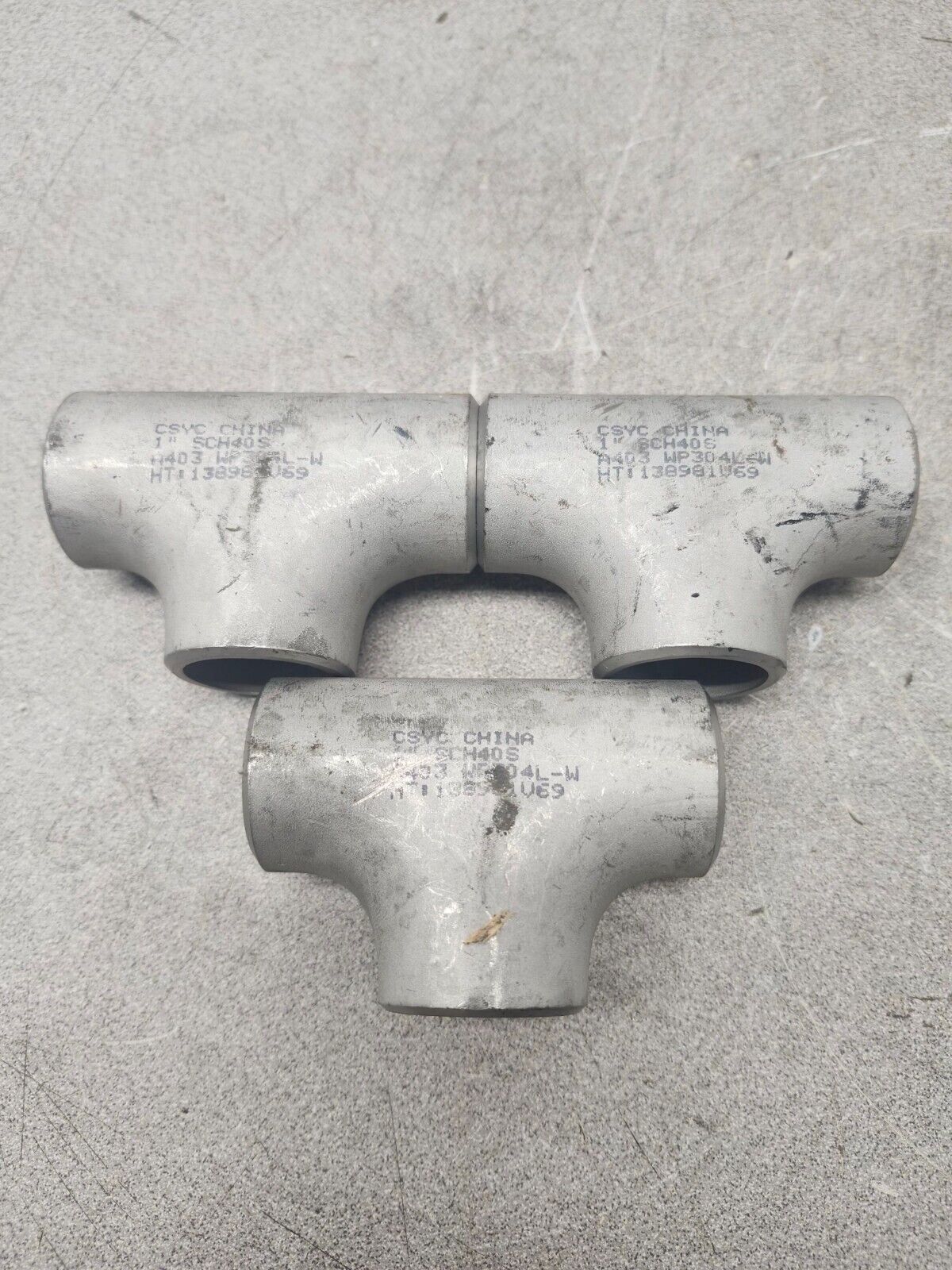 NEW LOT OF 3 CSYC STAINLESS STEEL TEE 1'' SCH40S