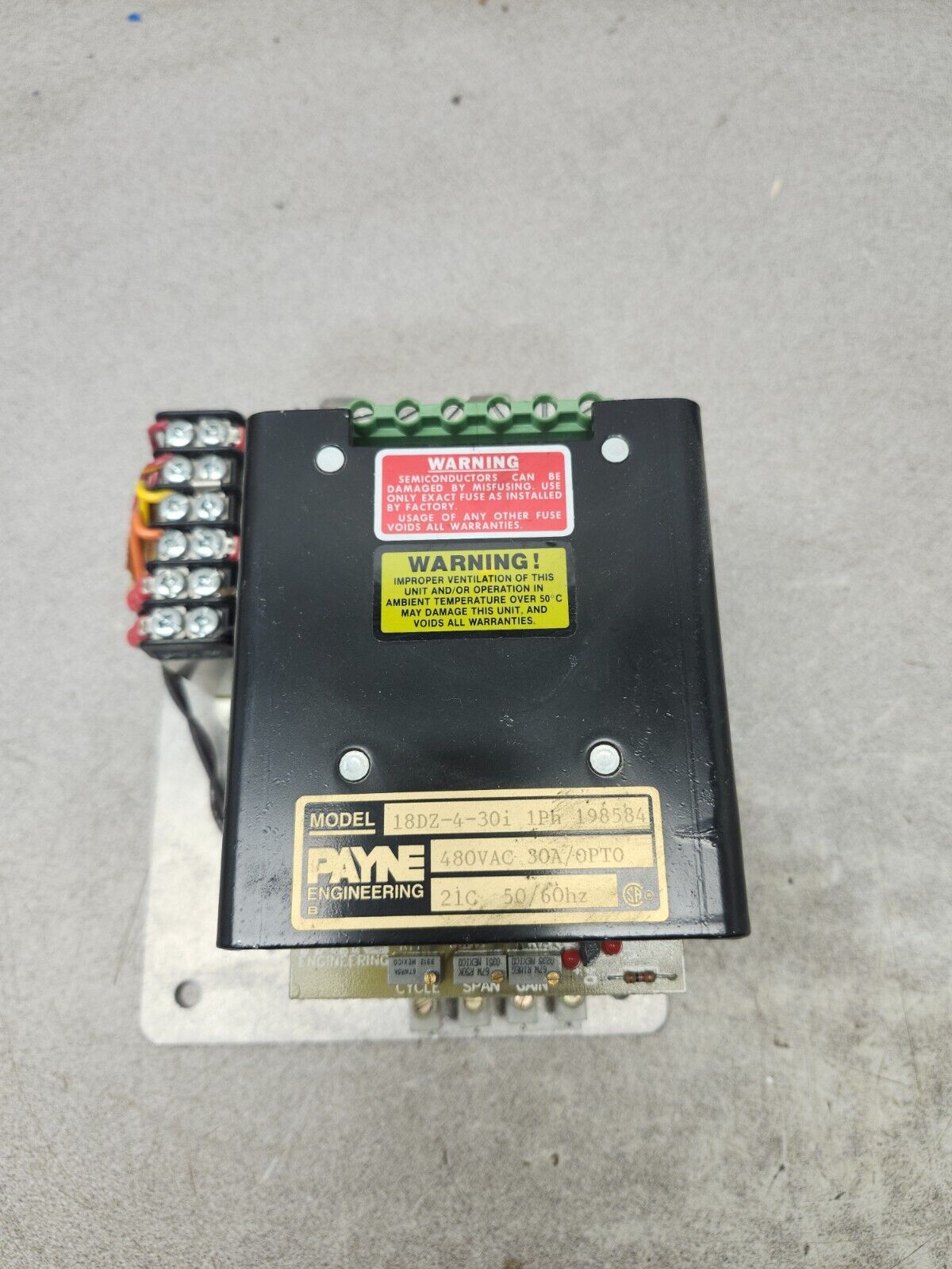 USED PAYNE ENGINEERING POWER CONTROL 18DZ-4-30I 1PH 198584
