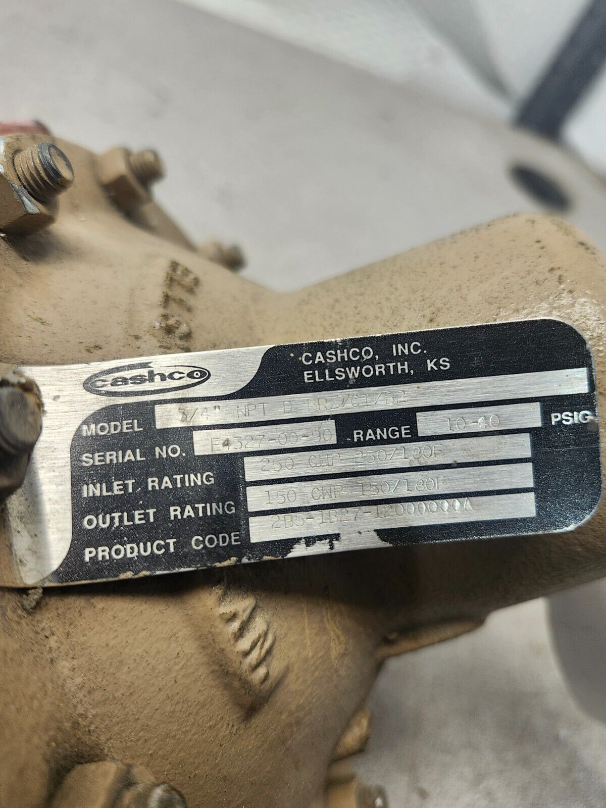 NEW NO BOX CASHCO PRESSURE REDUCING 3/4'' NPT D BRZ7CI7B2