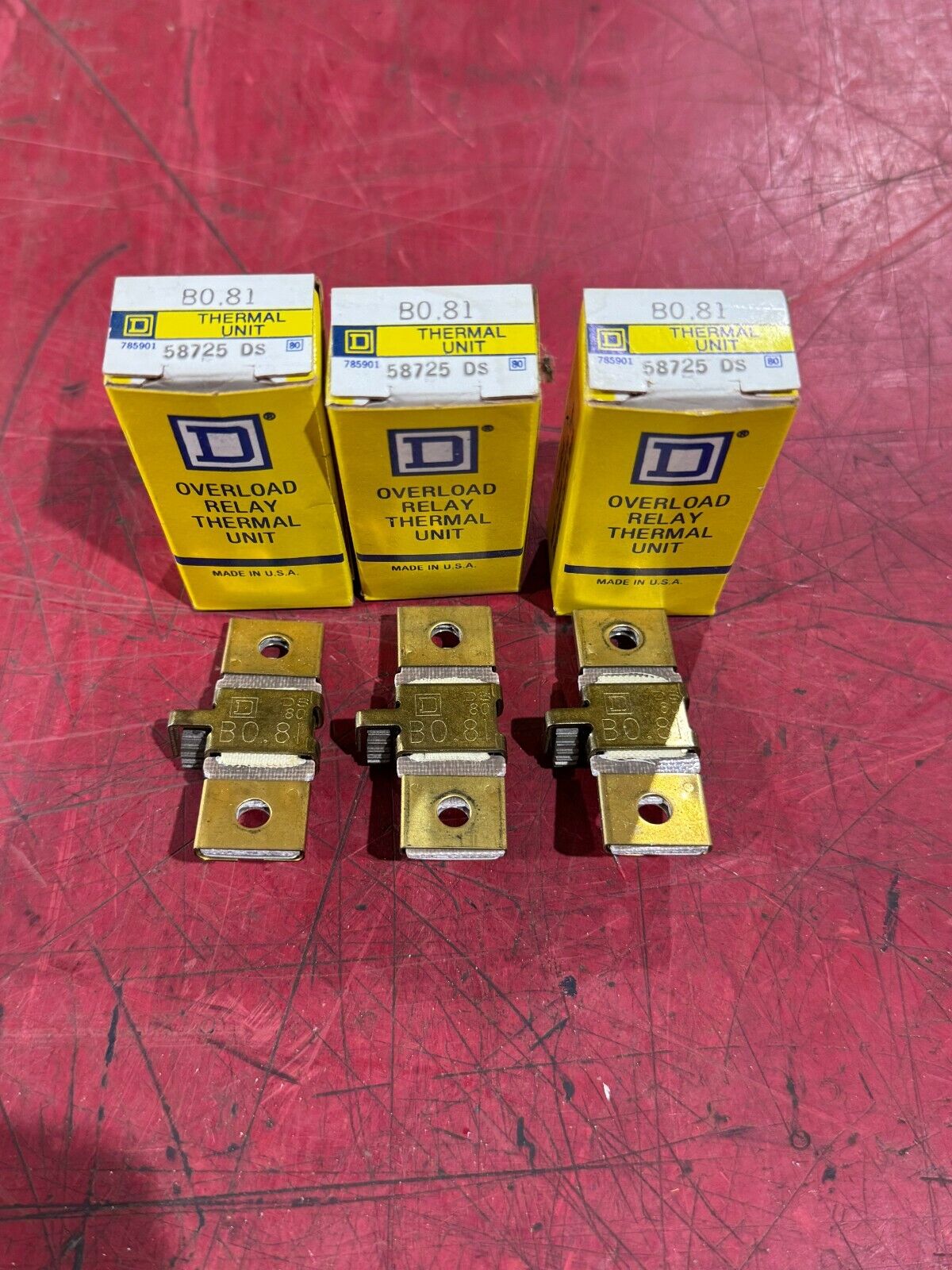 NEW IN BOX SQUARE D THERMAL UNIT HEATING ELEMENT B0.81 LOT OF THREE