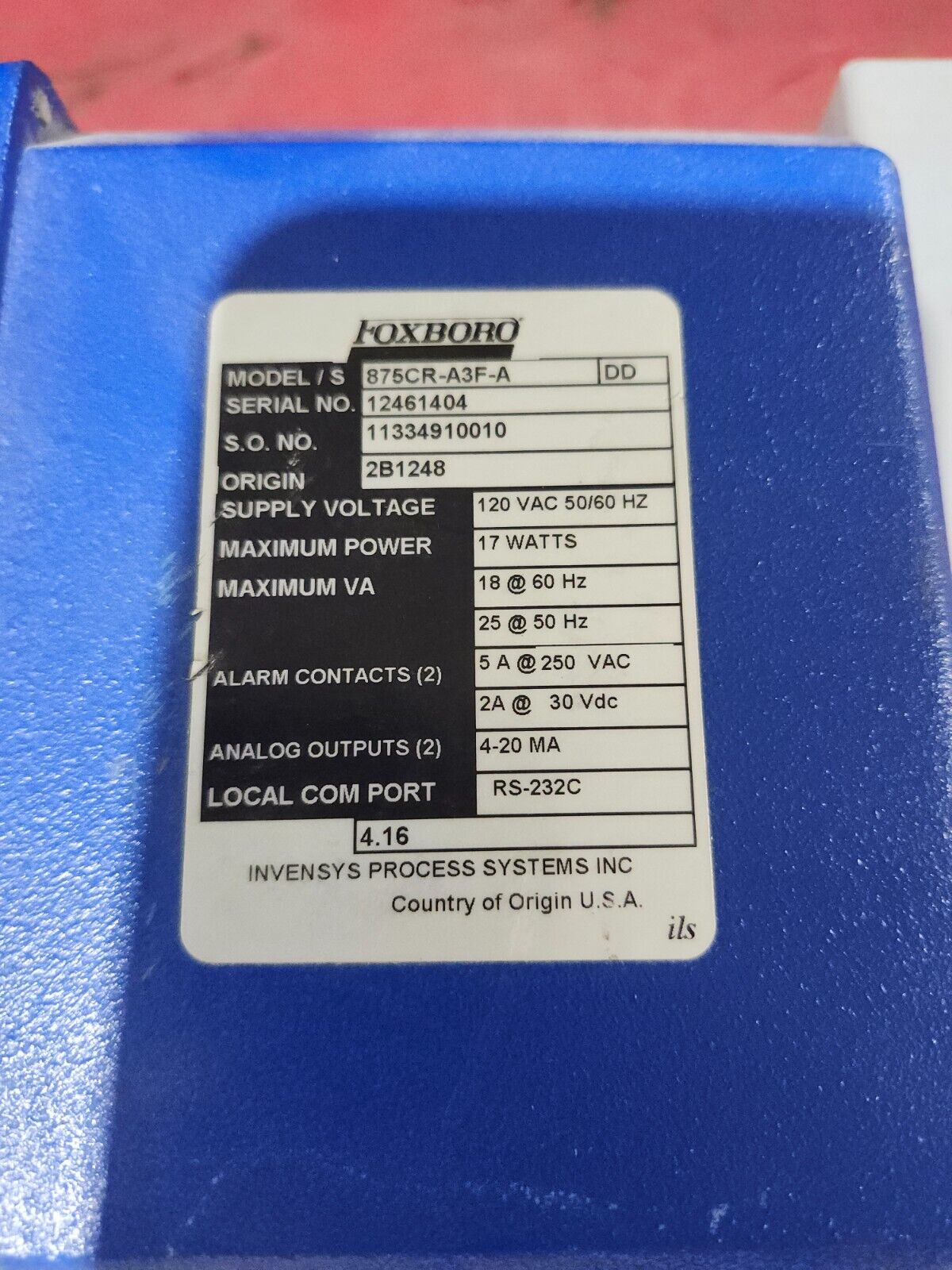 USED Foxboro Electrochemical Intelligent Analyzer Transmitter 875CR-A3F-A