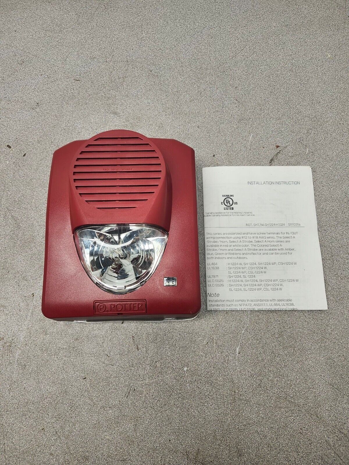 NEW NO BOX Potter Amseco Weatherproof Horn Strobe SH-1224WP