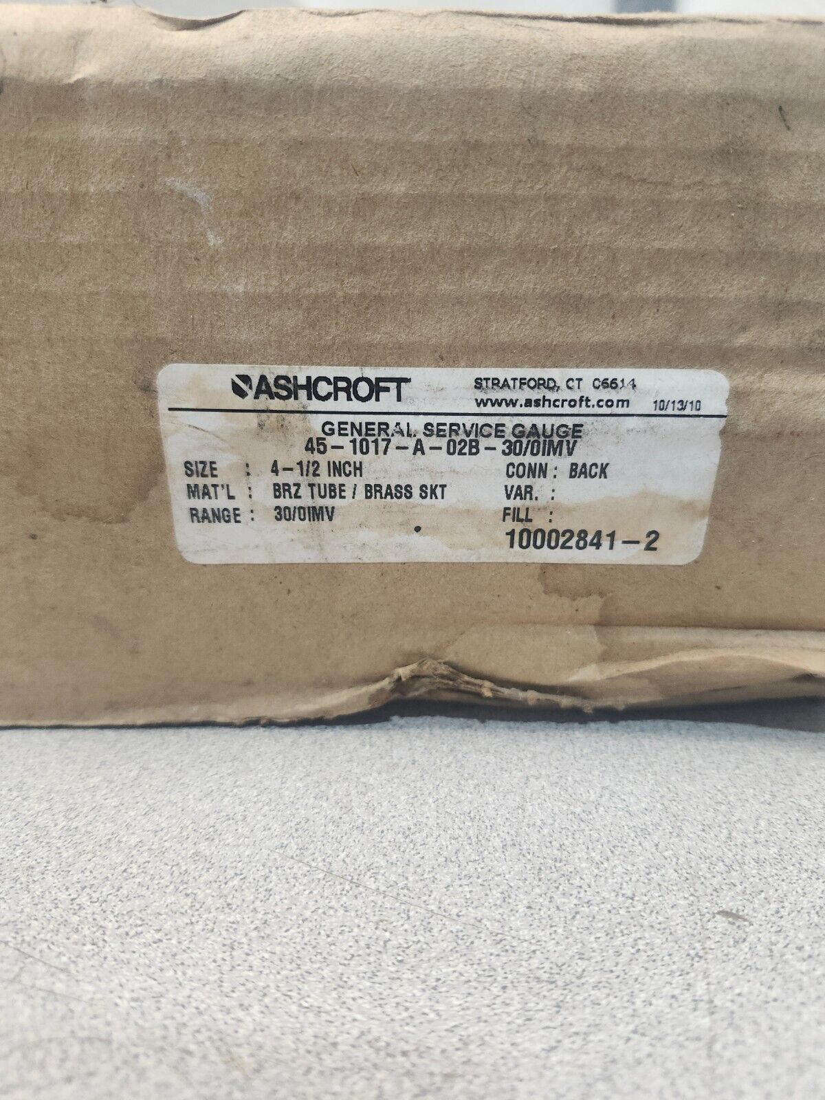 NEW IN BOX ASHCROFT GENERAL SERVICE GAGUE 45-1017-A-02B-30/0IMV