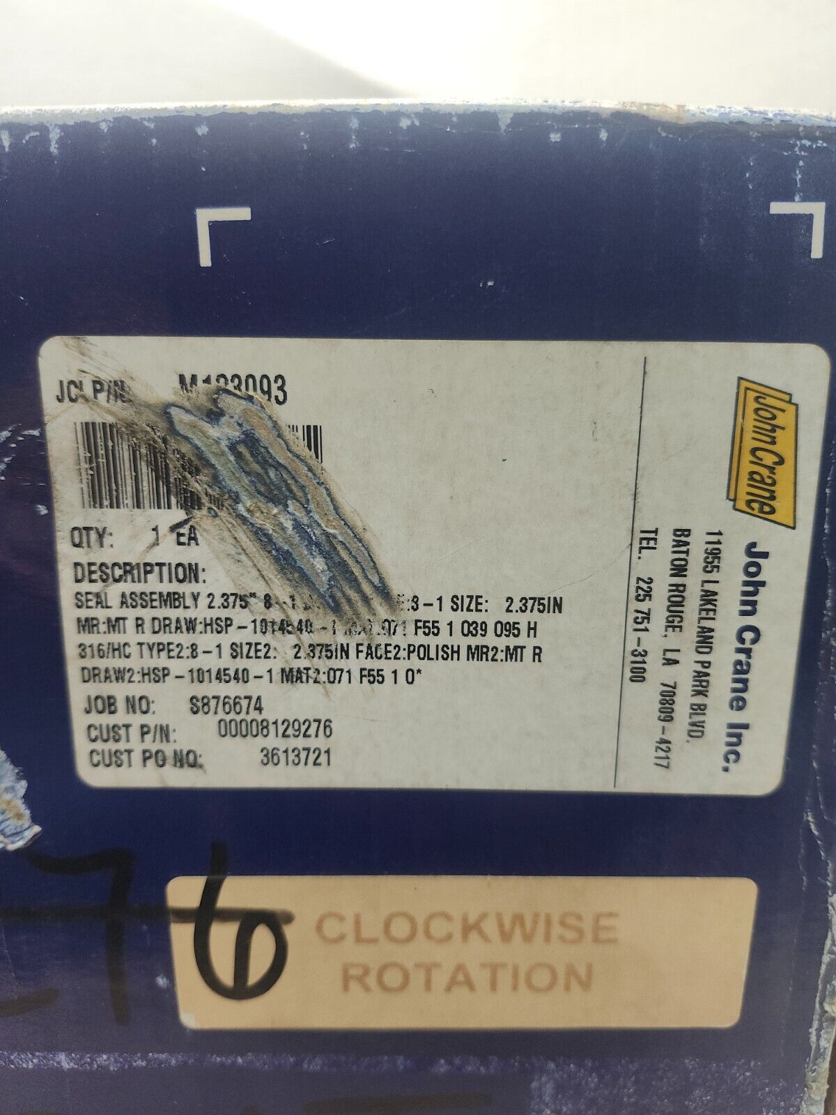 NEW IN BOX JOHN CRANE SEAL ASSEMBLY 2.375'' SIZE 2 M123093