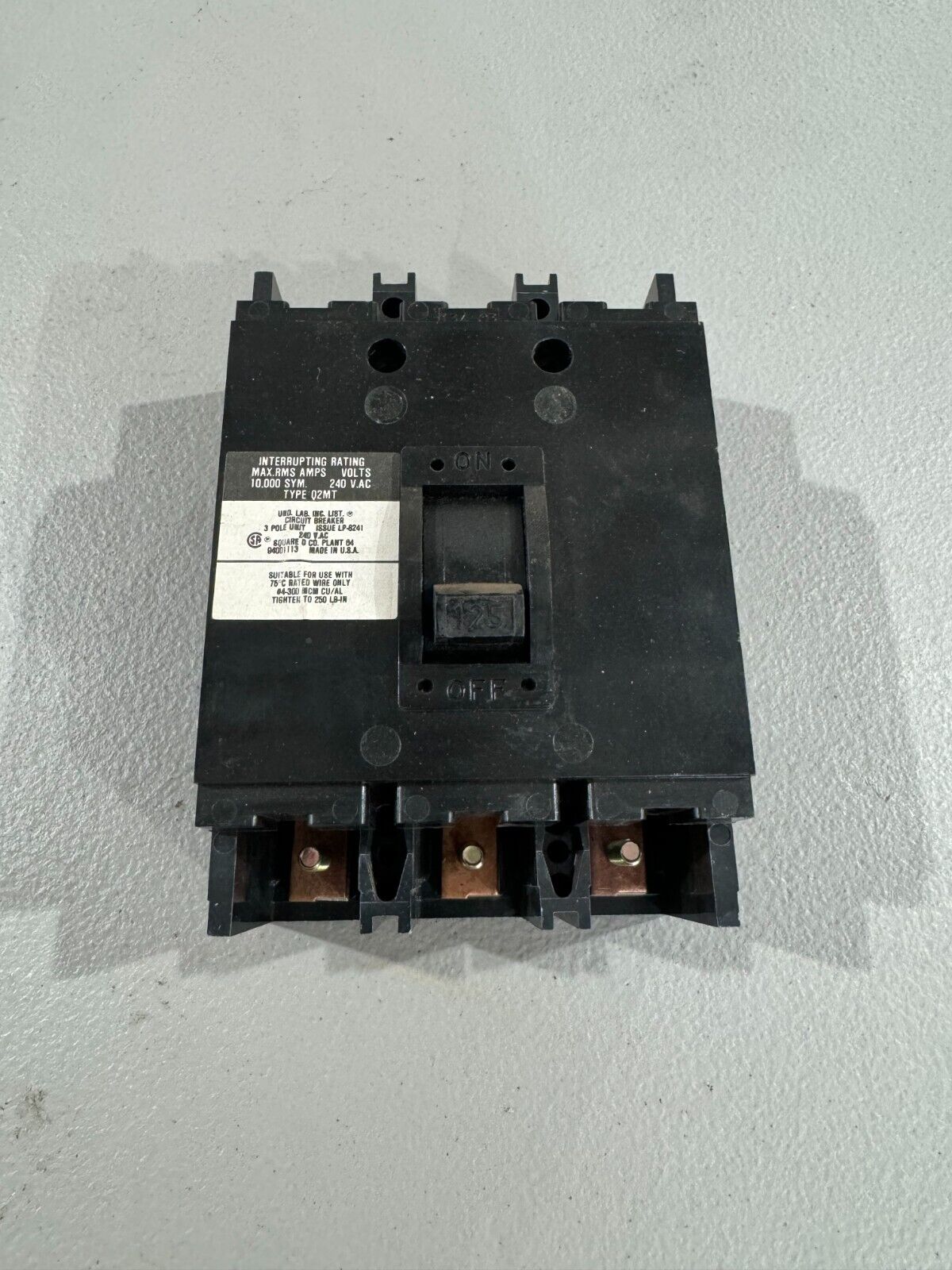 NEW NO BOX SQUARE D 3 POLE 125AMP CIRCUIT BREAKER Q2M3125MT