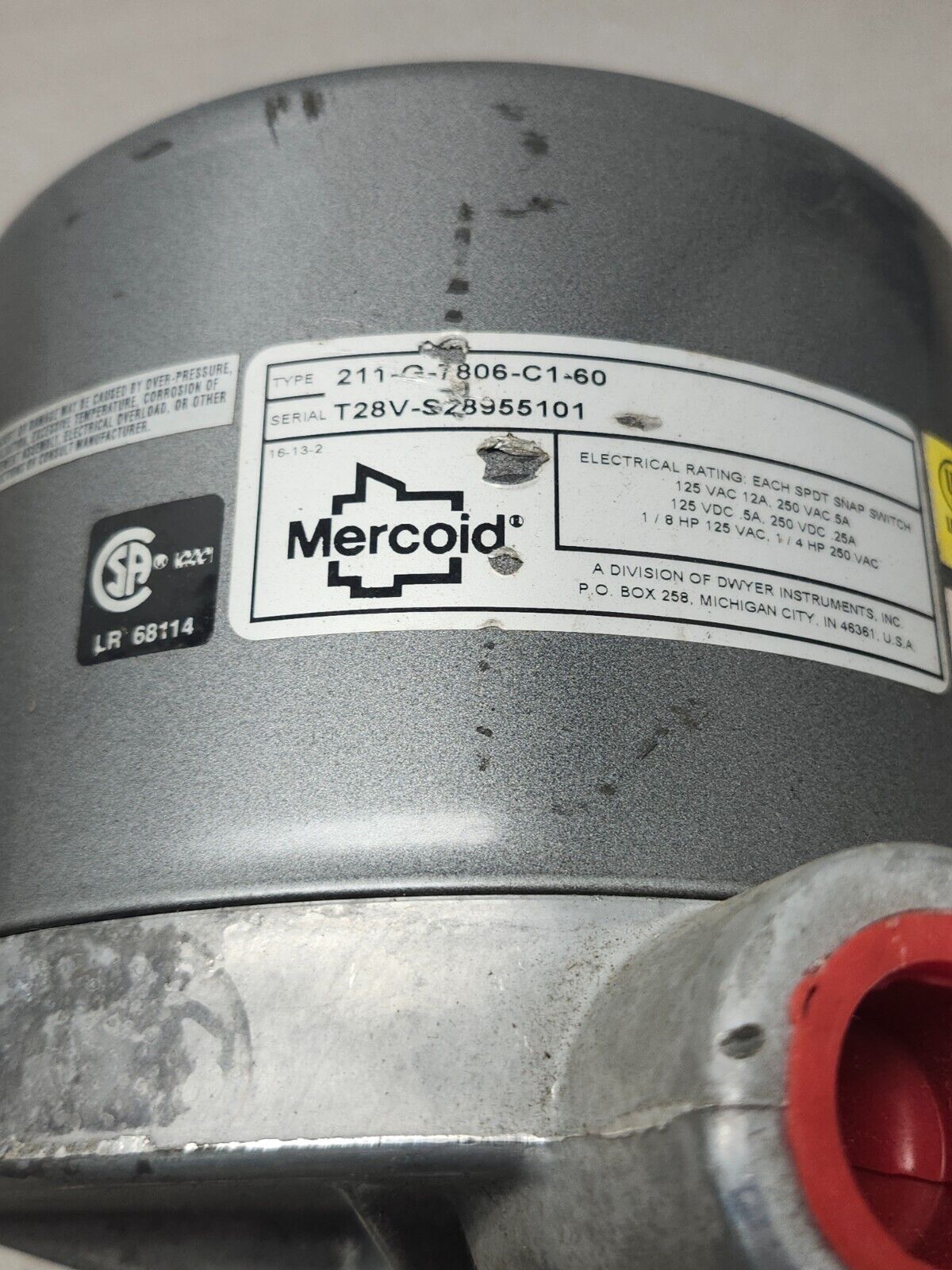 NEW NO BOX MERCOID LEVEL CONTROL SWITCH 211-G-7806-C1-60