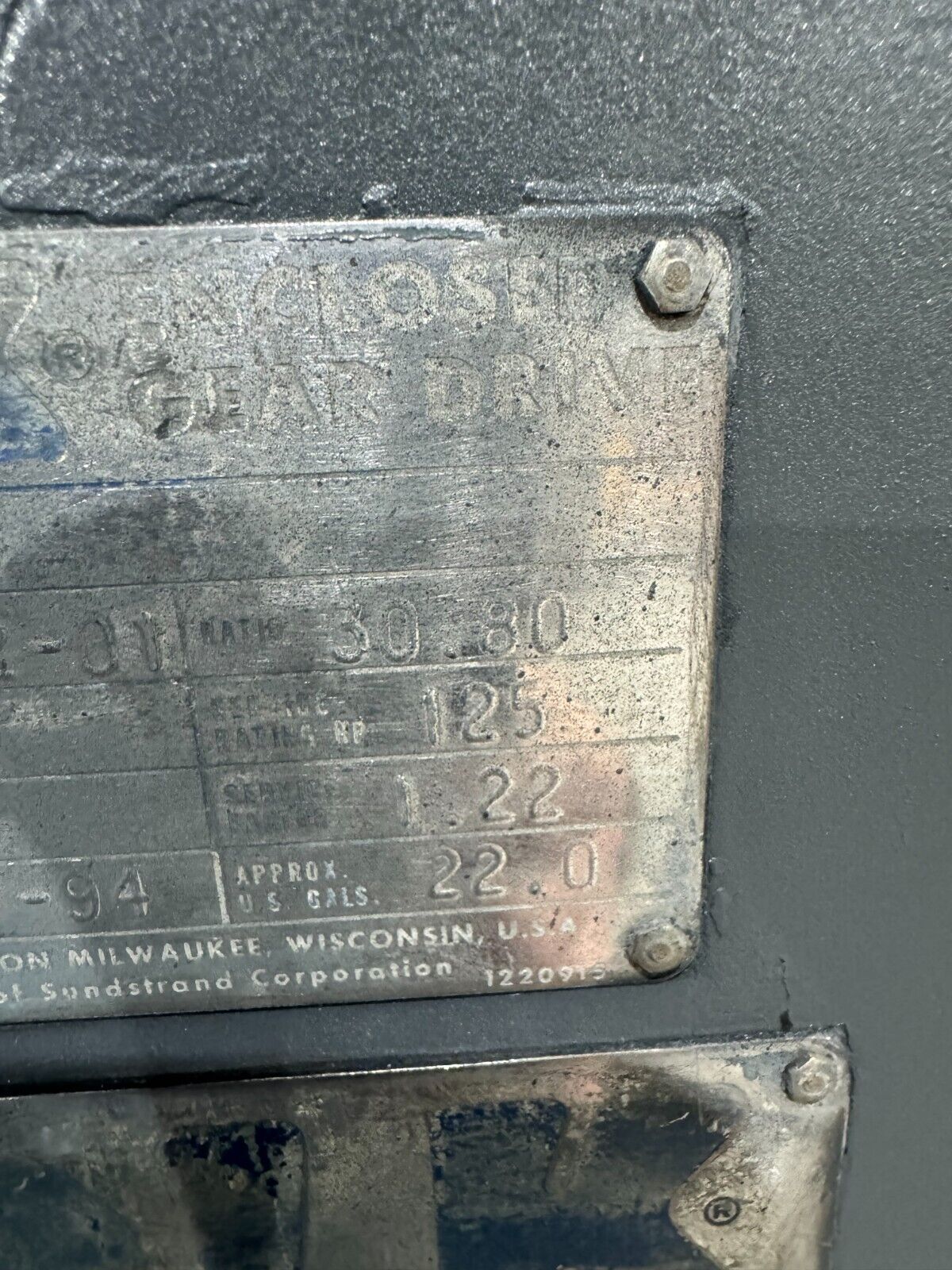 USED FALK ENCLOSED GEAR DRIVE SPEED REDUCER 30.80 RATIO 1110FC2A