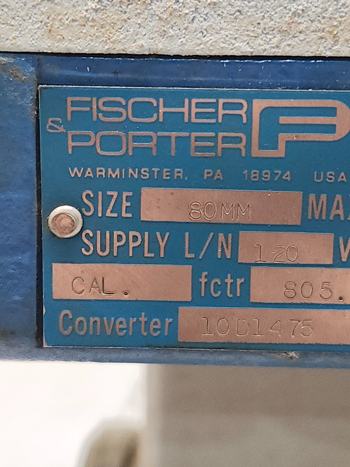 NEW NO BOX Fischer Porter MAGNRTIC FLOWMETER 80CM IODI4 75DM14PS29KW12CA