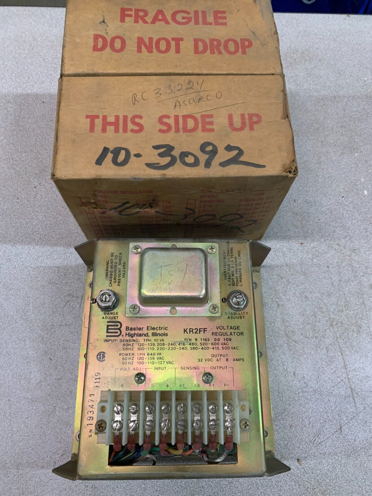 USED BASLER VOLTAGE REGULATOR KR2FF