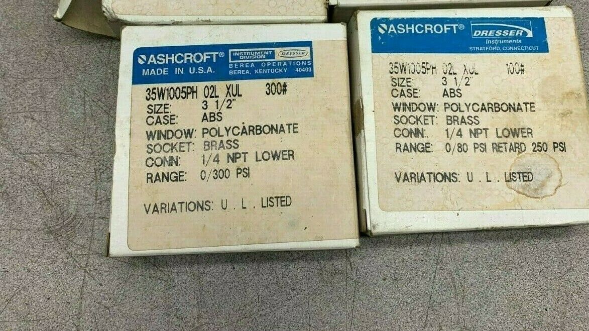 LOT OF 2 USED ASHCROFT PRESSURE GAUGE 35W1005PH 02L XUL