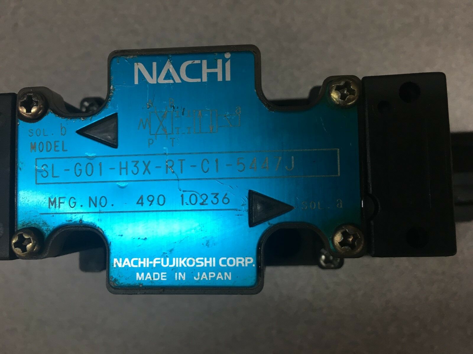 NEW NO BOX NACHI 49010236 HYDRAULIC CONTROL VALVE SL-G01-H3X-RT-C1-5447J