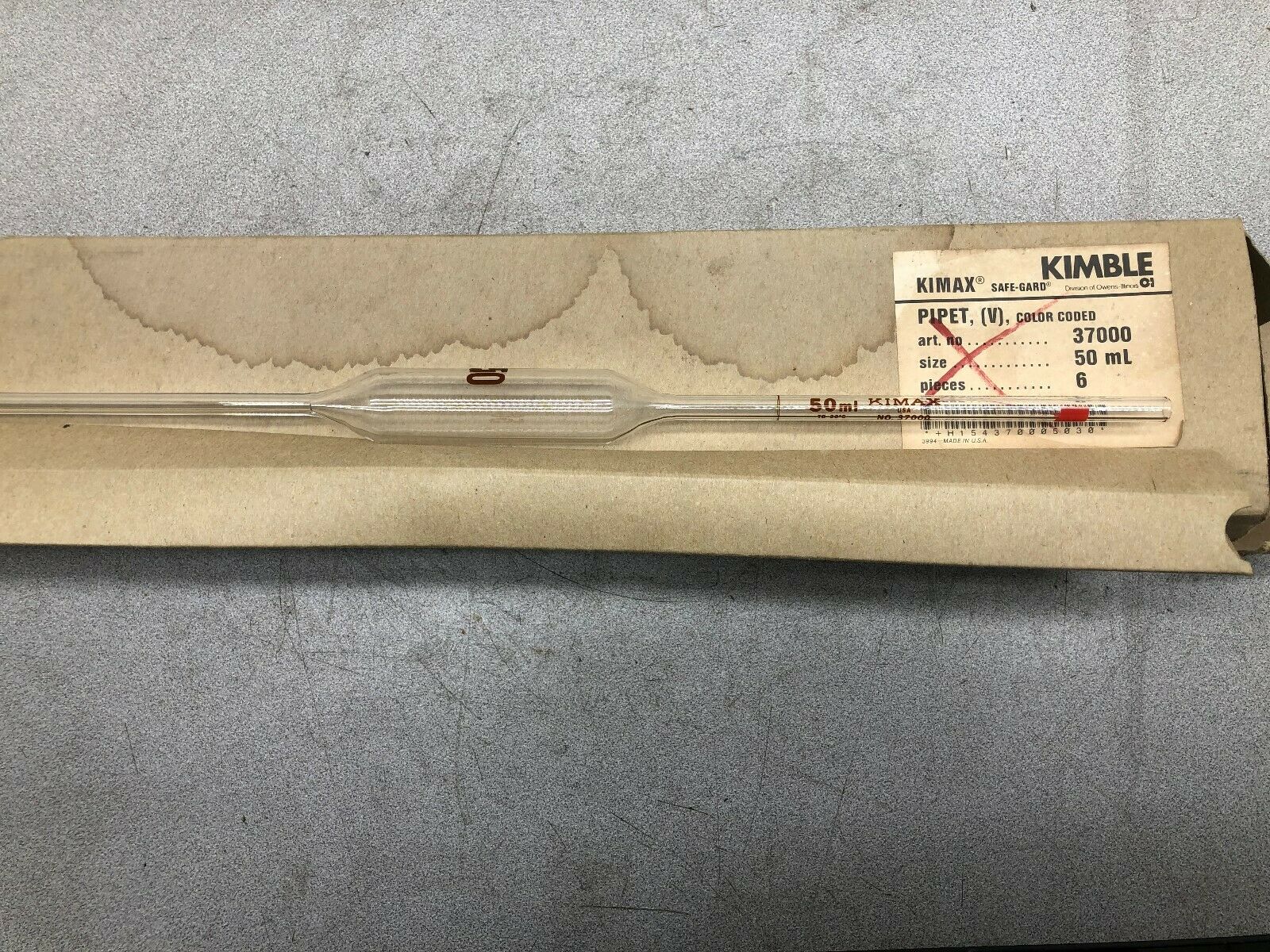 NEW IN BOX OF 4 KIMBLE SAFE-GUARD 50 ML PIPET 37000