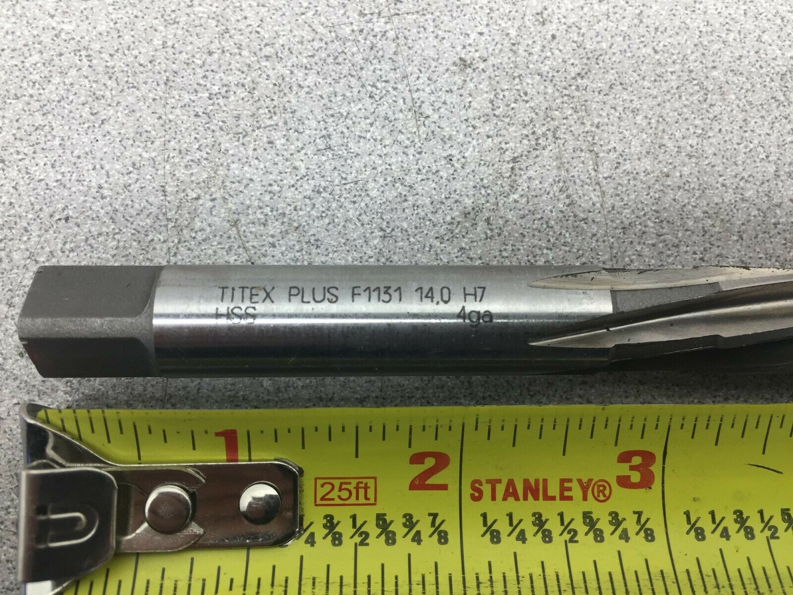 NEW NO BOX TITEX PLUS 14.0 MM H7 HSS 4GA HAND REAMER F1131