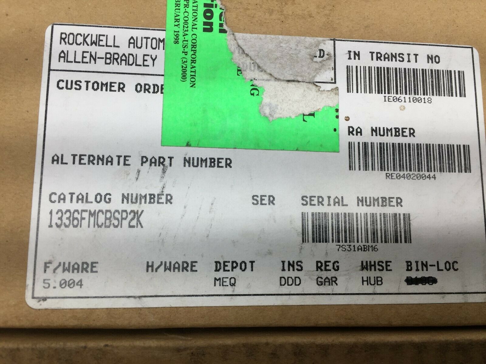 REMANUFACTURED ALLEN BRADLEY MAIN CONTROL PC BOARD 1336FMCBSP2K