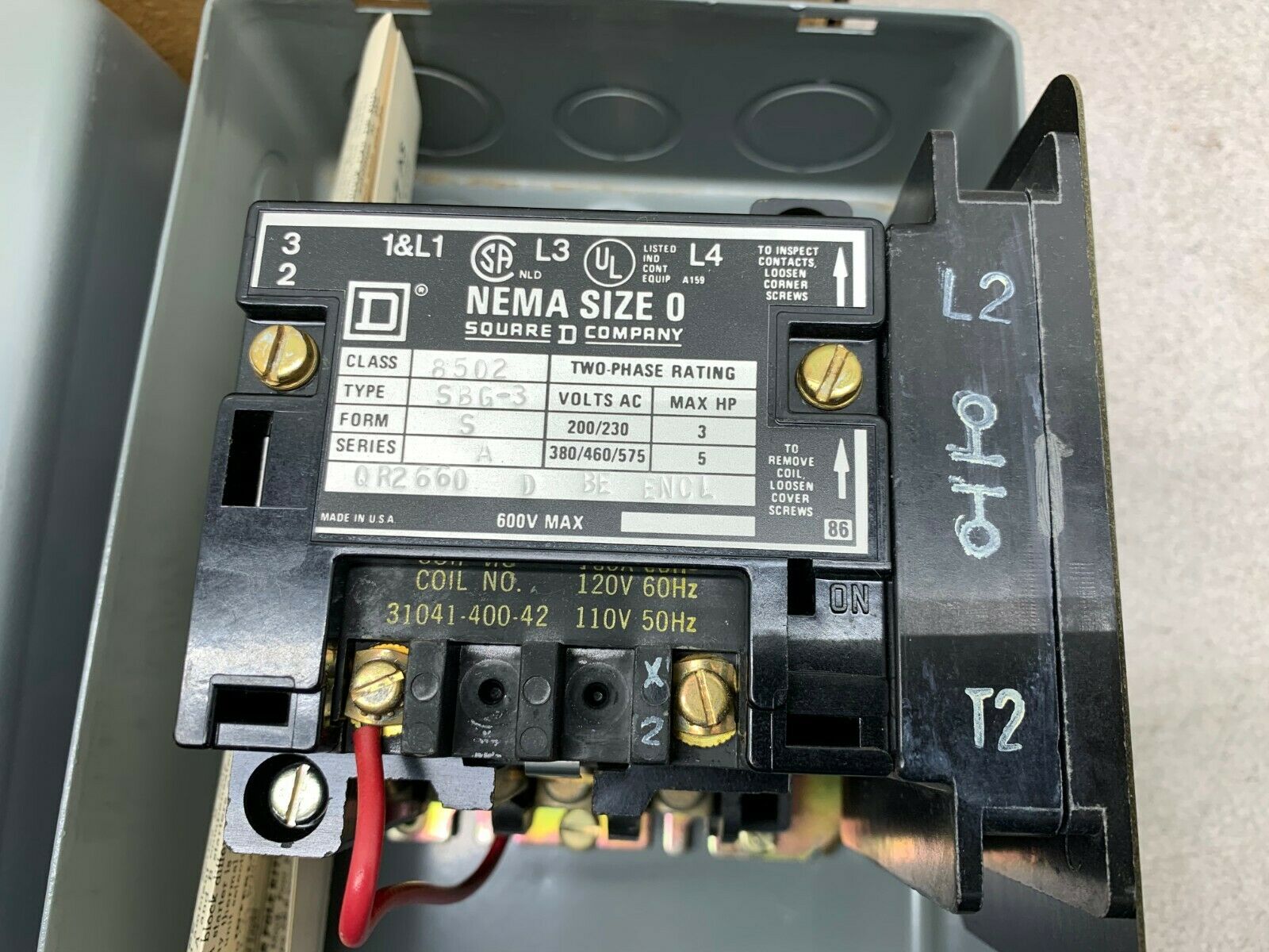 NEW IN BOX SQUARE D SIZE 0 STARTER WITH ENCLOSURE 8502 SBG-3