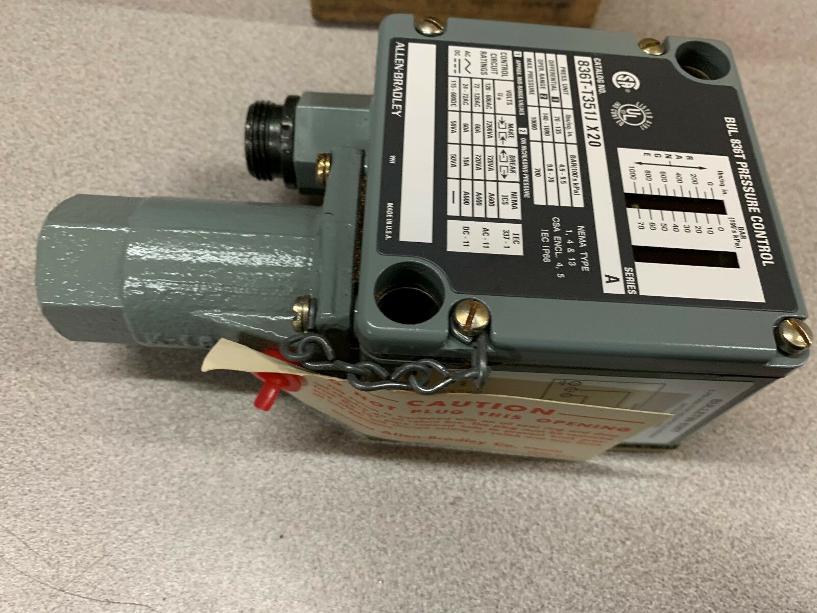 NEW IN BOX ALLEN BRADLEY PRESSURE CONTROL 836T-T351JX20 SERIES A