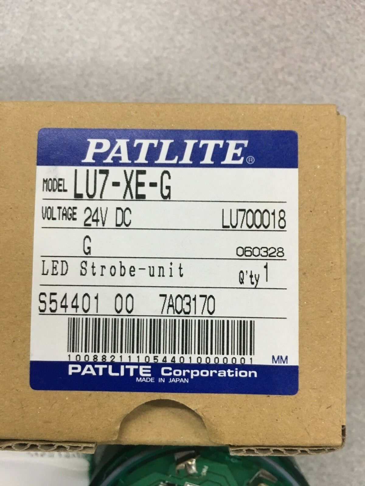 NEW IN BOX PATLITE 24VDC GREEN LED STROBE UNIT LU7-XE-G