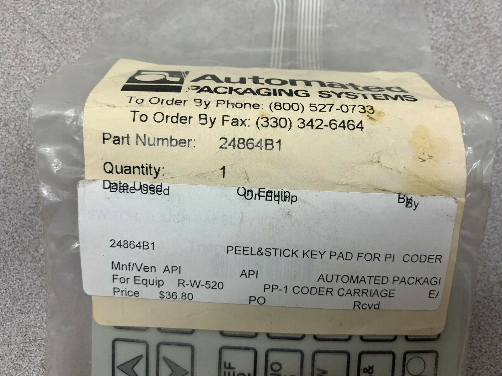 NEW NO BOX AUTOMATED KEY PAD 24864B1