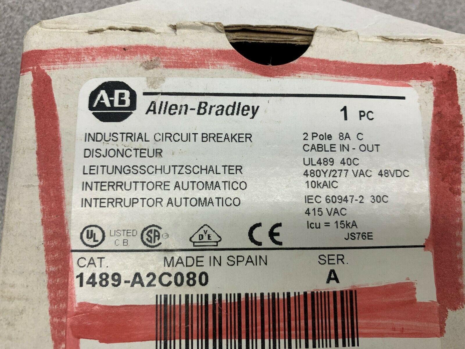 NEW IN BOX ALLEN BRADLEY BREAKER 1489-A2C080