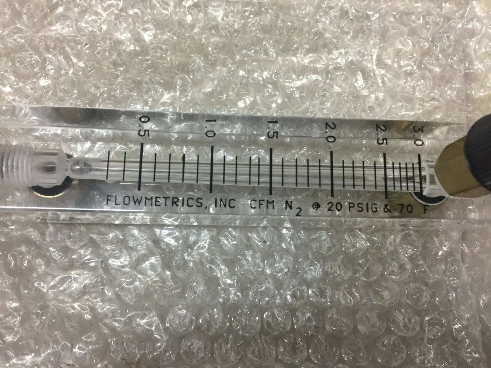 NEW NO BOX FLOWMETRICS ADJUSTABLE ACRYLIC FLOW METER 0-3.0CFM