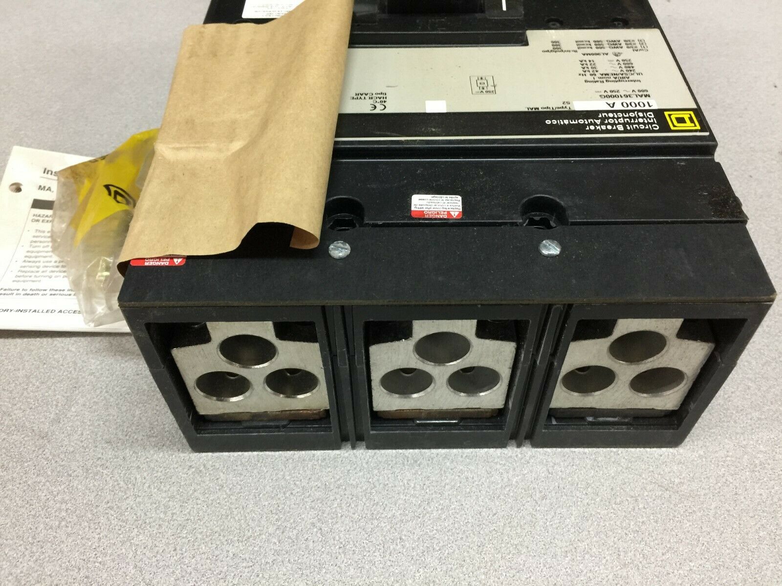 NEW NO BOX SQUARE D 1000AMP 3POLE 600VAC 250VDC BREAKER WITH SHUNT TRIP MAL36100
